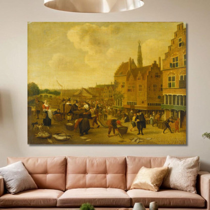 Il Mercato Del Pesce A Leida Jan Steen jsn65 quadro stampato su tela