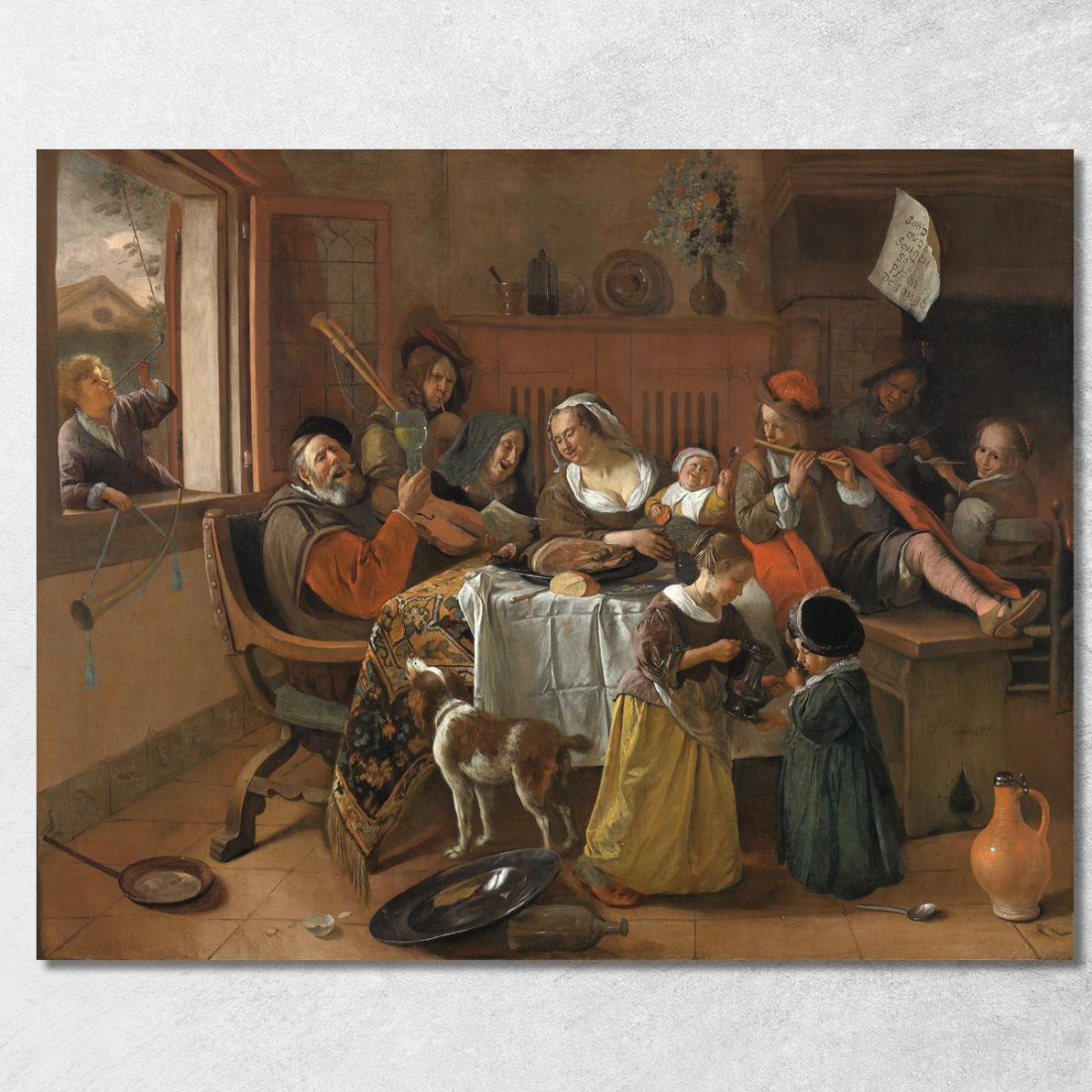 La Famiglia Allegra Jan Steen jsn71 quadro stampato su tela