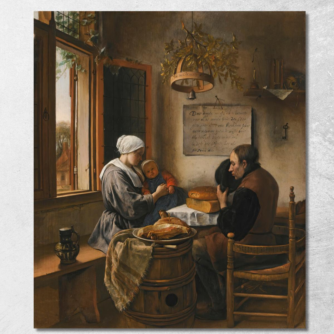La Preghiera Prima Del Pasto Jan Steen jsn73 quadro stampato su tela