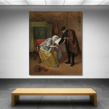 La Donna Malata Jan Steen jsn77 quadro stampato su tela