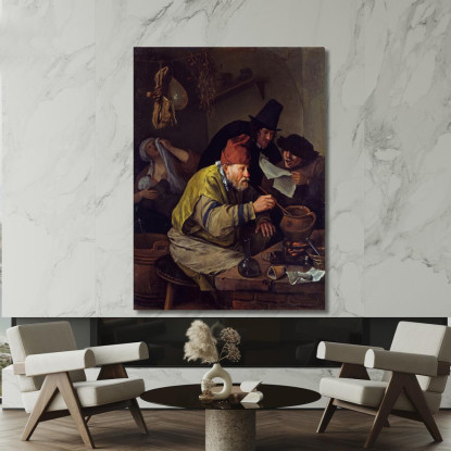 L'Alchimista Del Villaggio Jan Steen jsn80 quadro stampato su tela