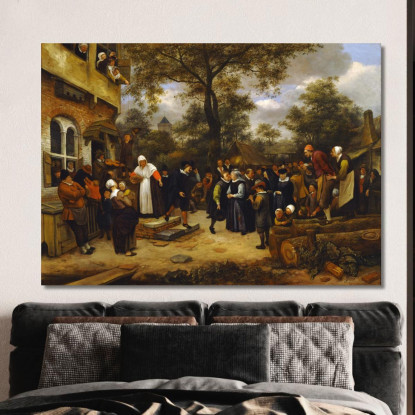 Matrimonio Del Villaggio Jan Steen jsn84 quadro stampato su tela
