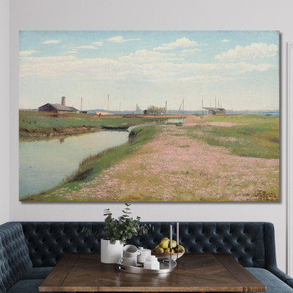 Il Fiume E Il Porto A Frederiksværk Laurits Andersen Ring lar33 quadro stampato su tela