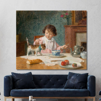 Giovane Ragazza Con Il Gatto Victor Gabriel Gilbert vgg14 quadro stampato su tela