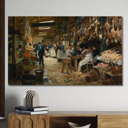 Il Mercato Parigino Victor Gabriel Gilbert vgg24 quadro stampato su tela
