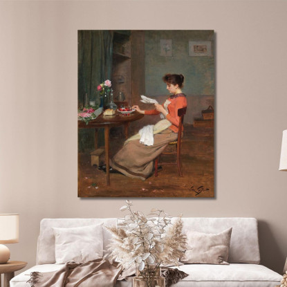 Leggendo Le Notizie Victor Gabriel Gilbert vgg29 quadro stampato su tela