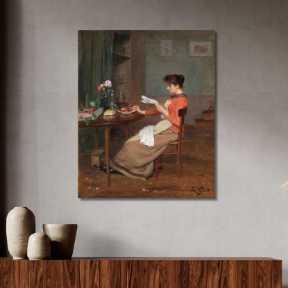 Leggendo Le Notizie Victor Gabriel Gilbert vgg29 quadro stampato su tela