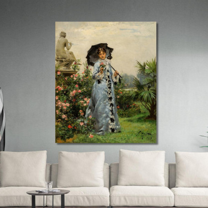 Elegante Con La Rosa Victor Gabriel Gilbert vgg41 quadro stampato su tela