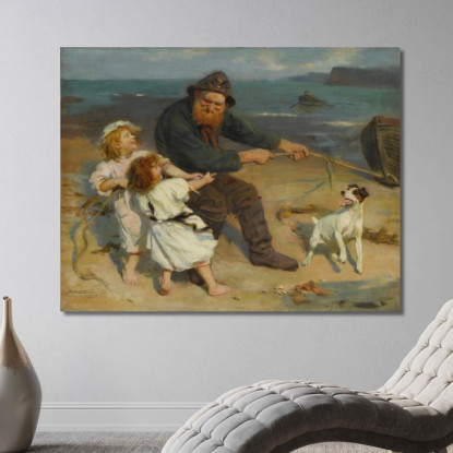 Scena Portuale Arthur John Elsley aje2 quadro stampato su tela