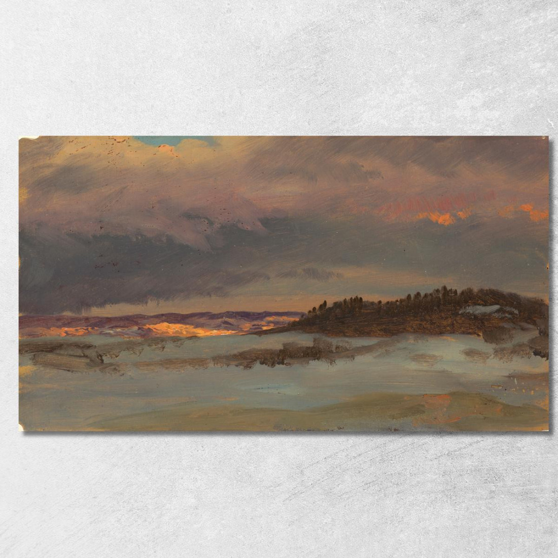 Paesaggio Invernale Con Blue Hill Al Tramonto Hudson New York Frederic Edwin Church fec124 quadro stampato su tela