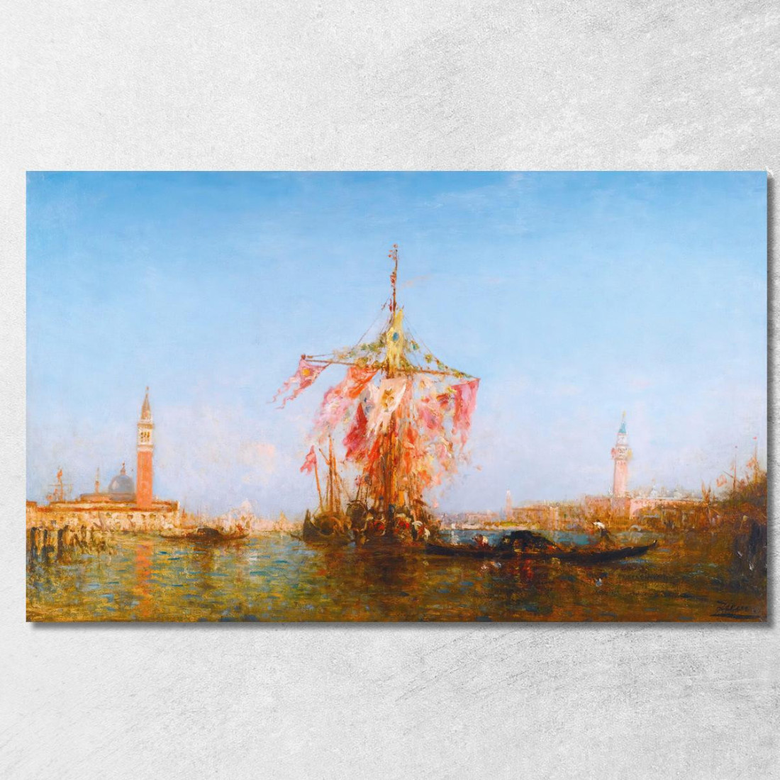 Barca Addobbata Sul Bacino Di Venezia Félix Ziem fzm6 quadro stampato su tela