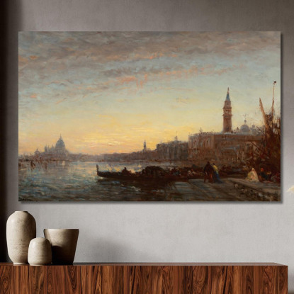 Gondolieri Alla Riva Degli Schiavoni Venezia Félix Ziem fzm43 quadro stampato su tela