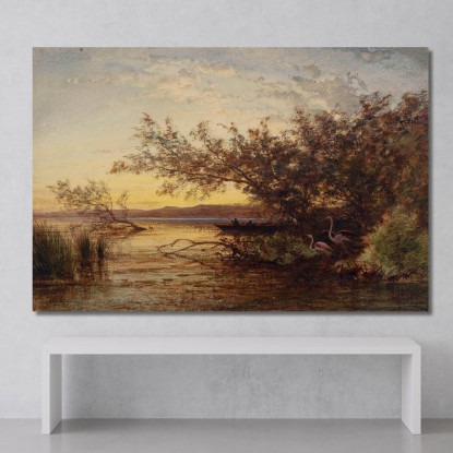 La Camargue Al Tramonto Félix Ziem fzm49 quadro stampato su tela
