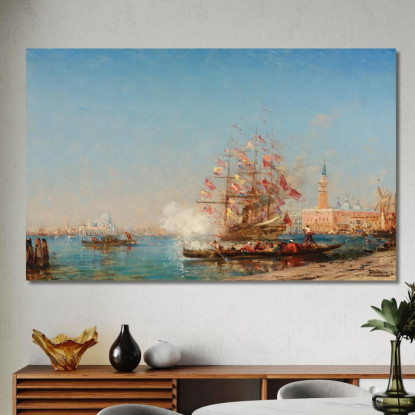 La Festa Dell'Assunzione A Venezia Il Colpo Di Cannone Félix Ziem fzm55 quadro stampato su tela