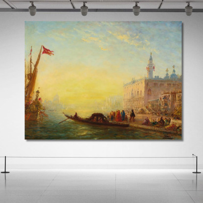 La Gondola Riva Degli Schiavoni Félix Ziem fzm56 quadro stampato su tela