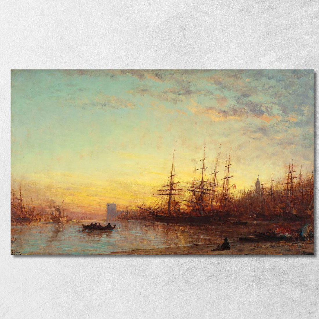 Il Porto Di Marsiglia Al Tramonto Félix Ziem fzm71 quadro stampato su tela