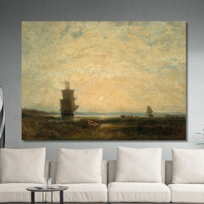 Velieri (Caravelle) Al Tramonto In Olanda Félix Ziem fzm112 quadro stampato su tela