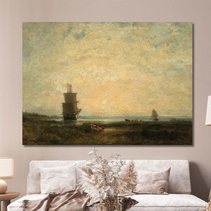 Velieri (Caravelle) Al Tramonto In Olanda Félix Ziem fzm112 quadro stampato su tela