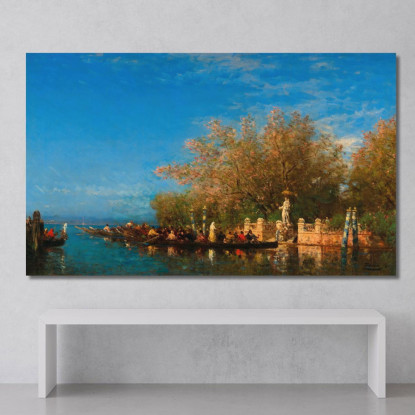 Venezia Un Giro In Gondola Alla Madonna All'Ingresso Dei Giardini Francesi Félix Ziem fzm131 quadro stampato su tela