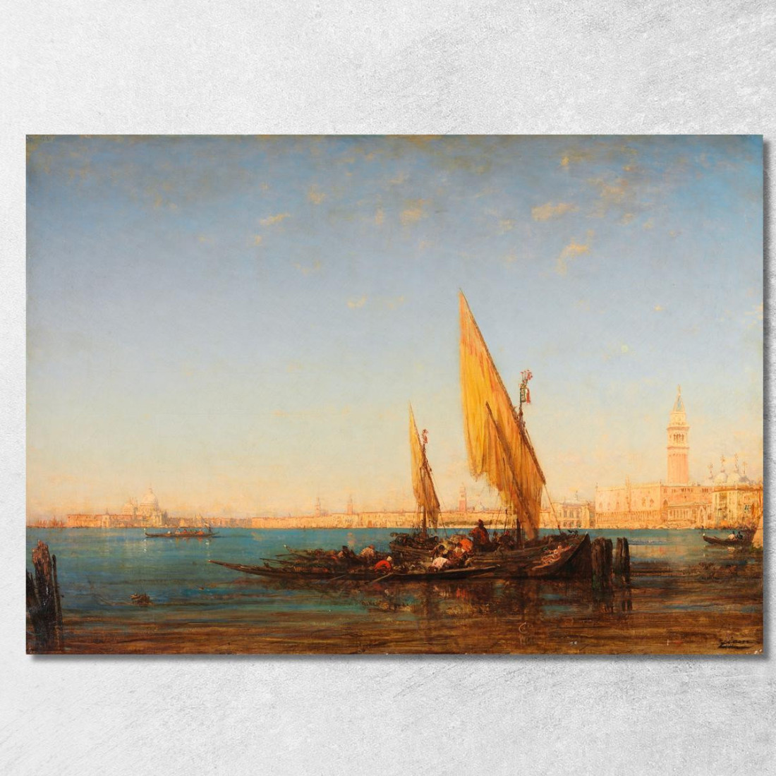 Venezia Una Scena Con Barche Félix Ziem fzm136 quadro stampato su tela