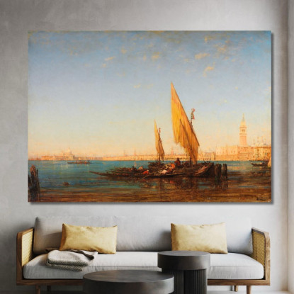Venezia Una Scena Con Barche Félix Ziem fzm136 quadro stampato su tela