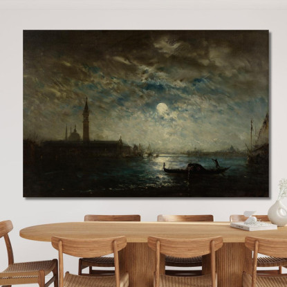 Venezia E Il Campanile Al Chiaro Di Luna Félix Ziem fzm139 quadro stampato su tela