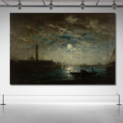 Venezia E Il Campanile Al Chiaro Di Luna Félix Ziem fzm139 quadro stampato su tela