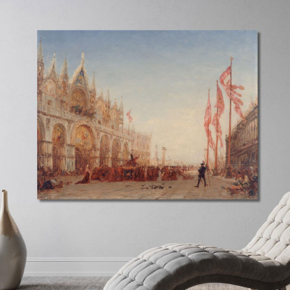 Venezia Processione Di San Giorgio Félix Ziem fzm150 quadro stampato su tela