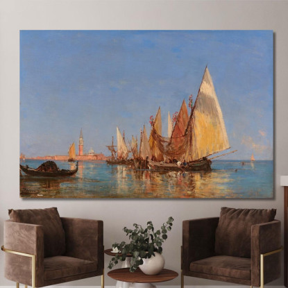 Veduta Di Venezia Con San Giorgio Maggiore Félix Ziem fzm160 quadro stampato su tela