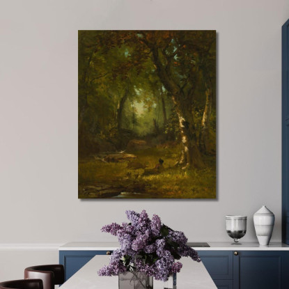 Paesaggio Con Cacciatore George Inness gin54 quadro stampato su tela
