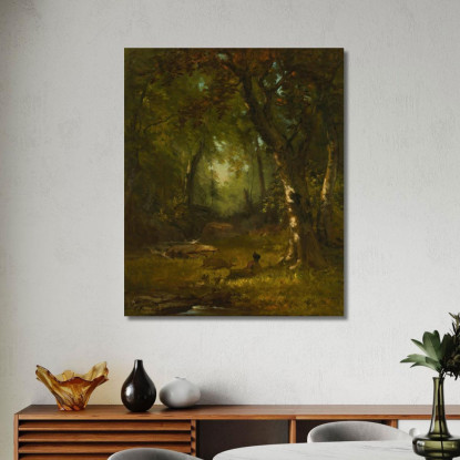 Paesaggio Con Cacciatore George Inness gin54 quadro stampato su tela