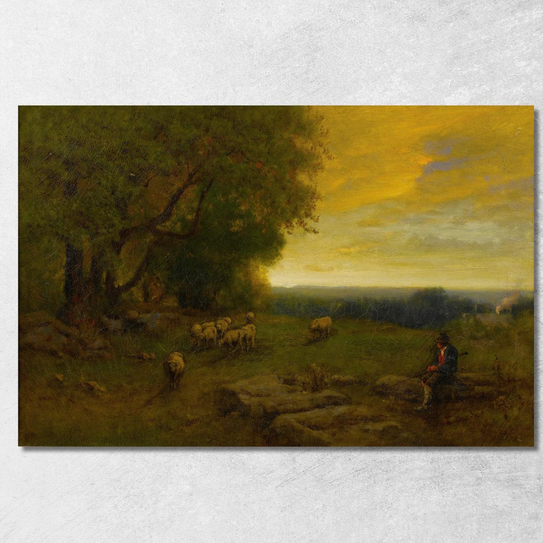Pastore E Gregge Al Tramonto George Inness gin80 quadro stampato su tela