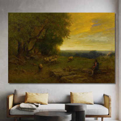 Pastore E Gregge Al Tramonto George Inness gin80 quadro stampato su tela