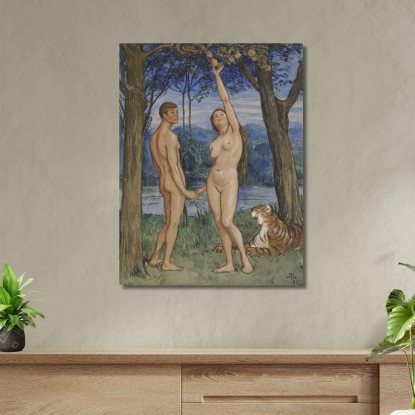 Adamo Ed Eva Hans Thoma hth3 quadro stampato su tela