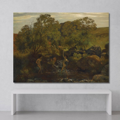 Ragazzi Che Fanno Il Bagno Hans Thoma hth13 quadro stampato su tela