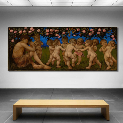 Putto Danzante Con Una Ghirlanda Di Rose Hans Thoma hth24 quadro stampato su tela