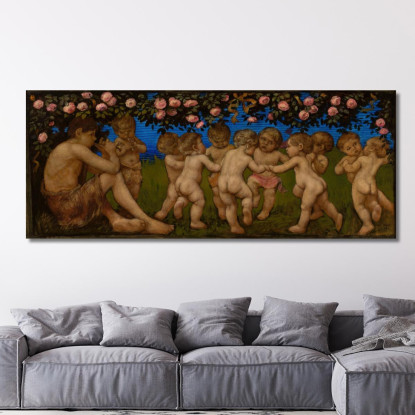 Putto Danzante Con Una Ghirlanda Di Rose Hans Thoma hth24 quadro stampato su tela