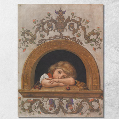 Ella Alla Finestra Semicircolare Hans Thoma hth33 quadro stampato su tela