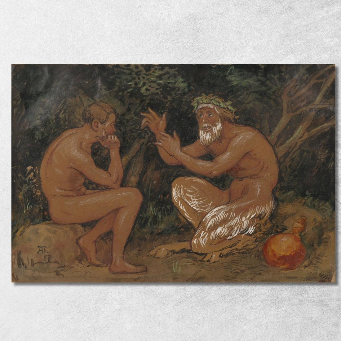 Fauno E Giovane Hans Thoma hth38 quadro stampato su tela
