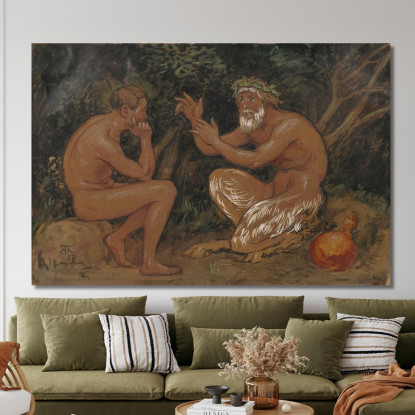 Fauno E Giovane Hans Thoma hth38 quadro stampato su tela