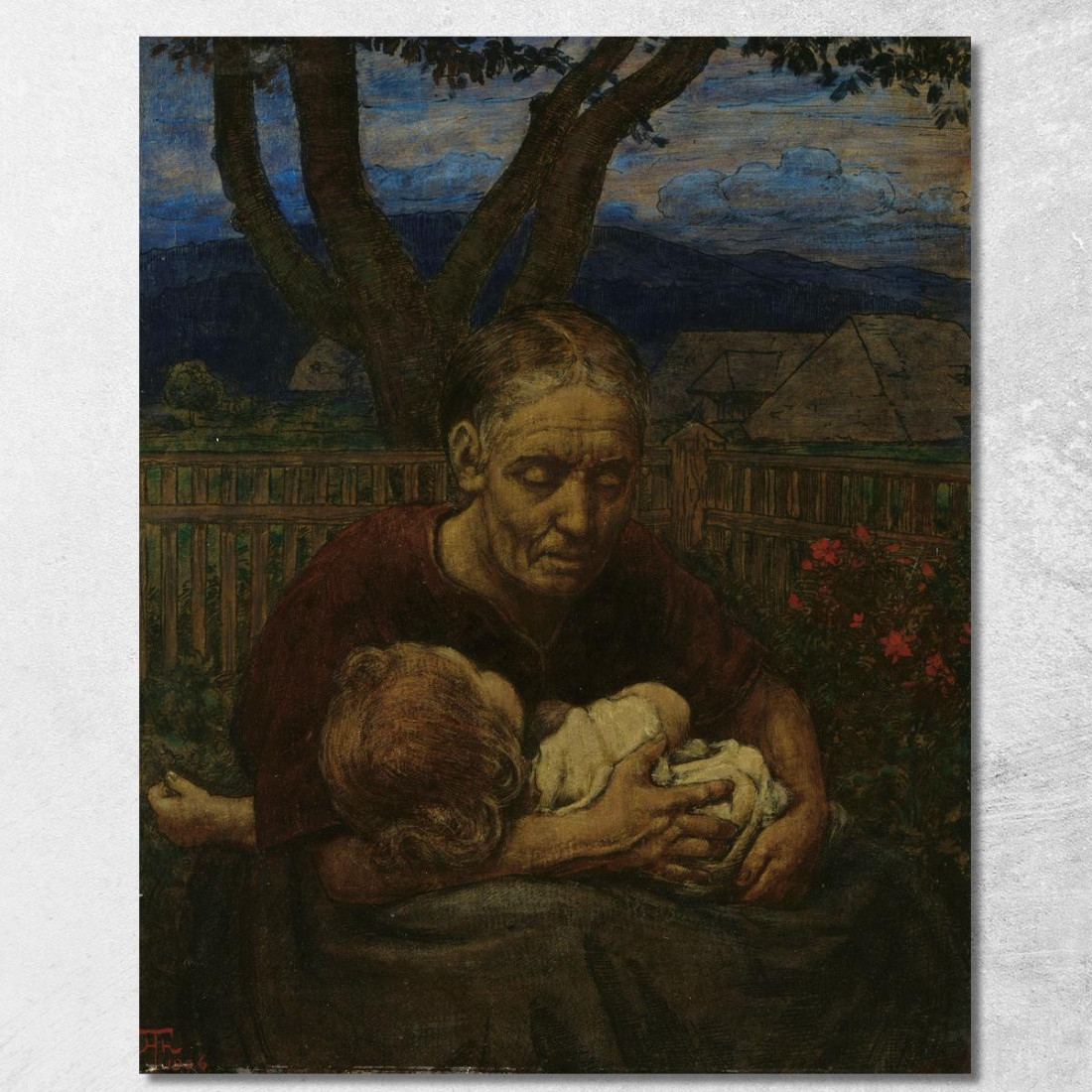 Madre E Figlio In Un Giardino Hans Thoma hth52 quadro stampato su tela