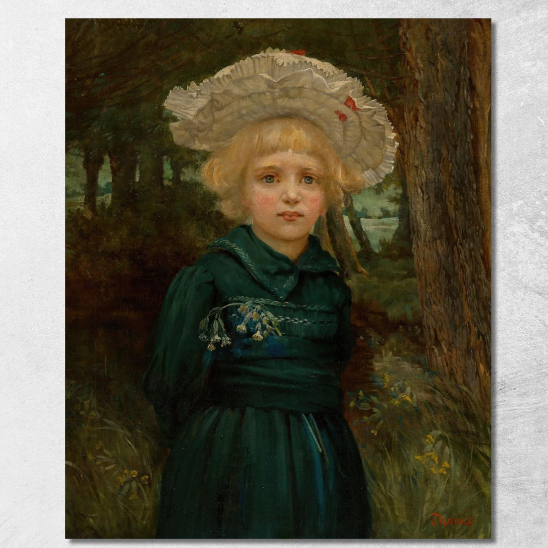 Ritratto Di Una Ragazza In Abito Verde Hans Thoma hth57 quadro stampato su tela