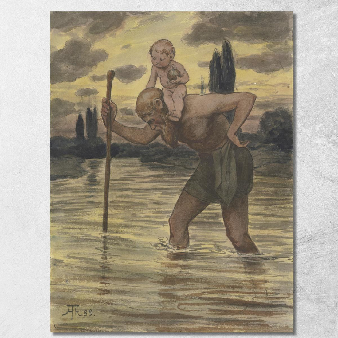 San Cristoforo Hans Thoma hth63 quadro stampato su tela