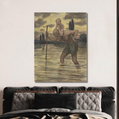 San Cristoforo Hans Thoma hth63 quadro stampato su tela