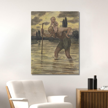 San Cristoforo Hans Thoma hth63 quadro stampato su tela