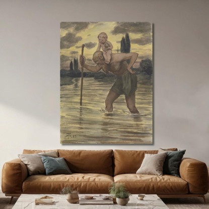 San Cristoforo Hans Thoma hth63 quadro stampato su tela