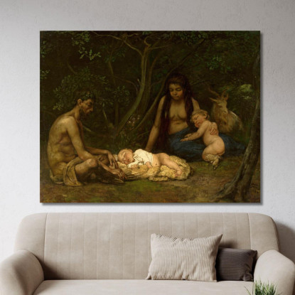 La Famiglia Del Satiro: L'Educazione Di Zeus Hans Thoma hth64 quadro stampato su tela