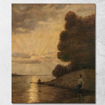 Tramonto Sull'Alto Reno Hans Thoma hth68 quadro stampato su tela