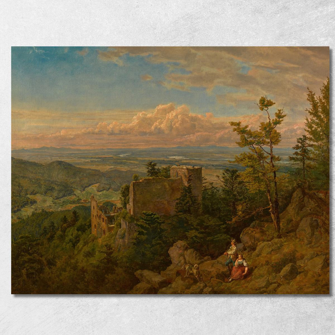 Le Rovine Del Castello Di Hohenbaden Con Vista Sulla Valle Del Reno Hans Thoma hth81 quadro stampato su tela