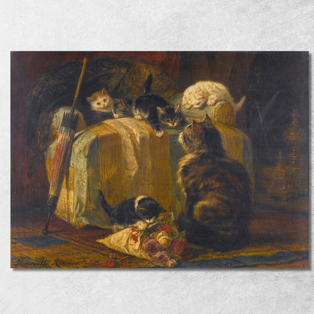 Gattini Che Giocano Henriëtte Ronner-Knip hrk13 quadro stampato su tela
